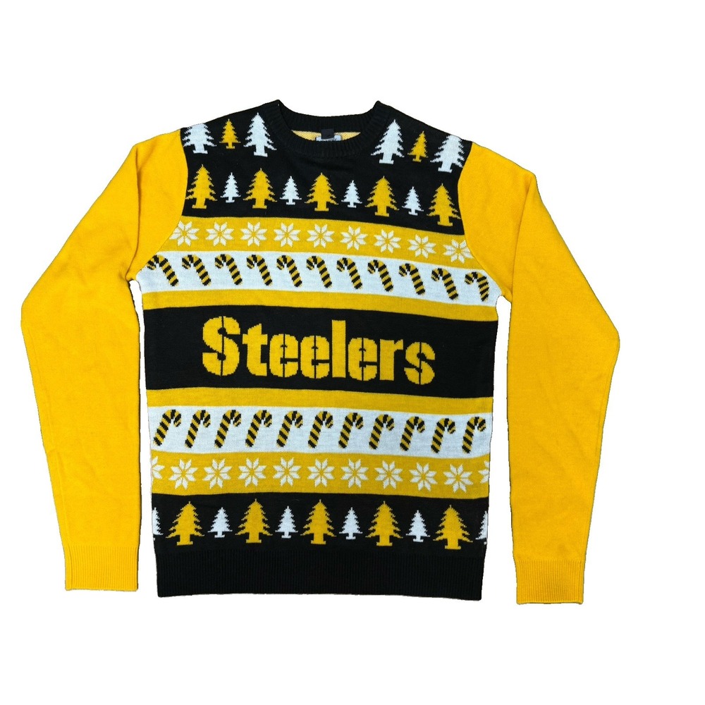 Pittsburgh Steelers Ugly Christmas Sweater L Black Yellow Holiday NFL Apparel